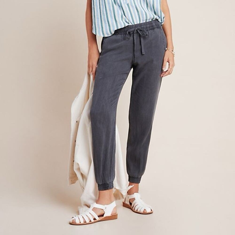 Anthropologie Cloth & Stone Grey Tencel Drawstring Jogger Pants Size Small